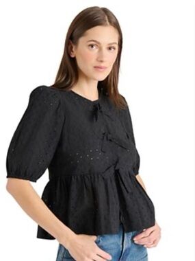 Ann TaylorFactory Eyelet Tie-Front Peplum Top - Women NWT Size 6